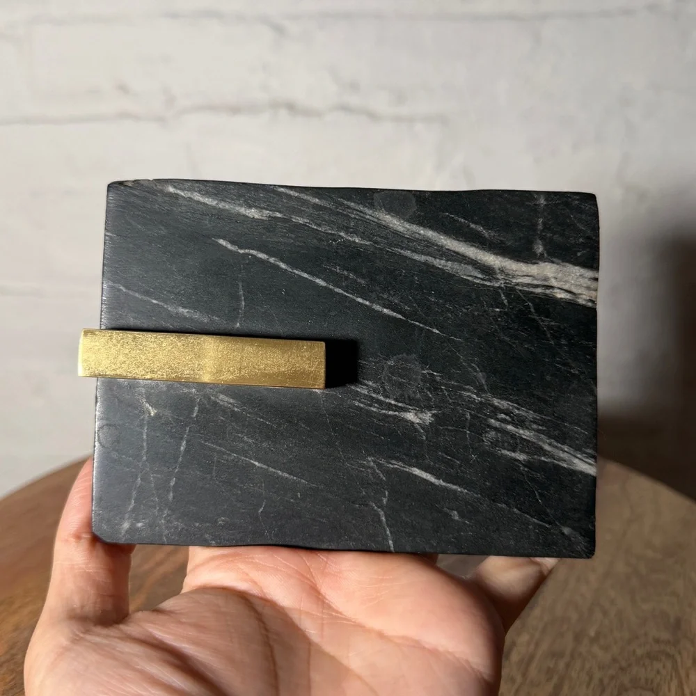 West Elm Black Mabel and Gold Accent Decorative Vanity Box